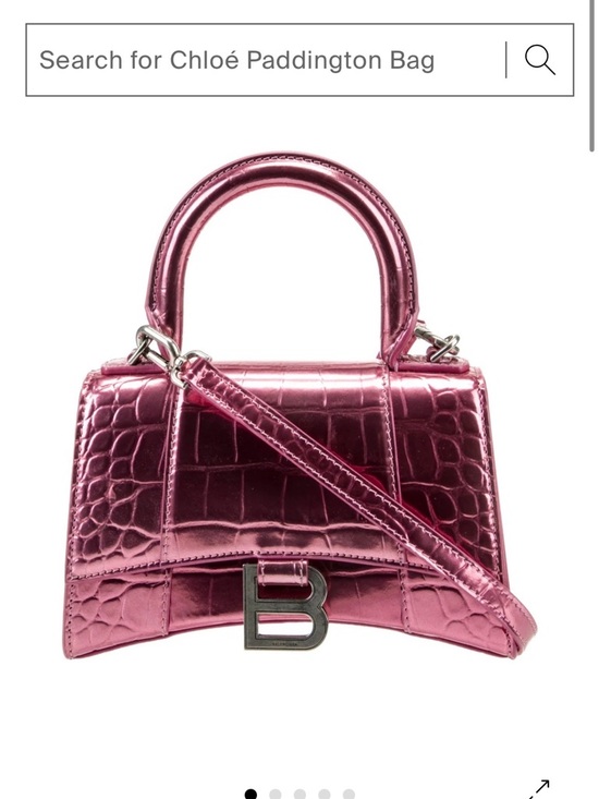 Balenciaga Handbags - Balenciaga Metallic Fuchsia Croc-Embossed Hourglass Satchel